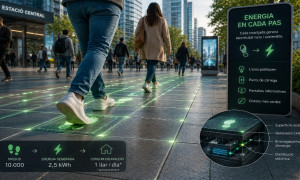 Una rajola que genera electricitat quan la gent camina