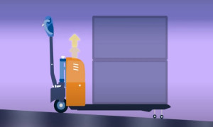 Transpaleta que evita que vuelque la mercancía 