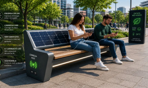 Un banc solar que carrega els telèfons mòbils