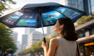 La sombrilla inteligente que convierte el cielo en tu pantalla digital